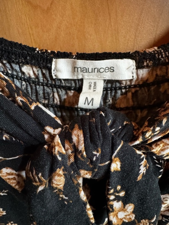 Maurices Black Floral Midi Dress with Beige Blossoms - Picture 3 of 7